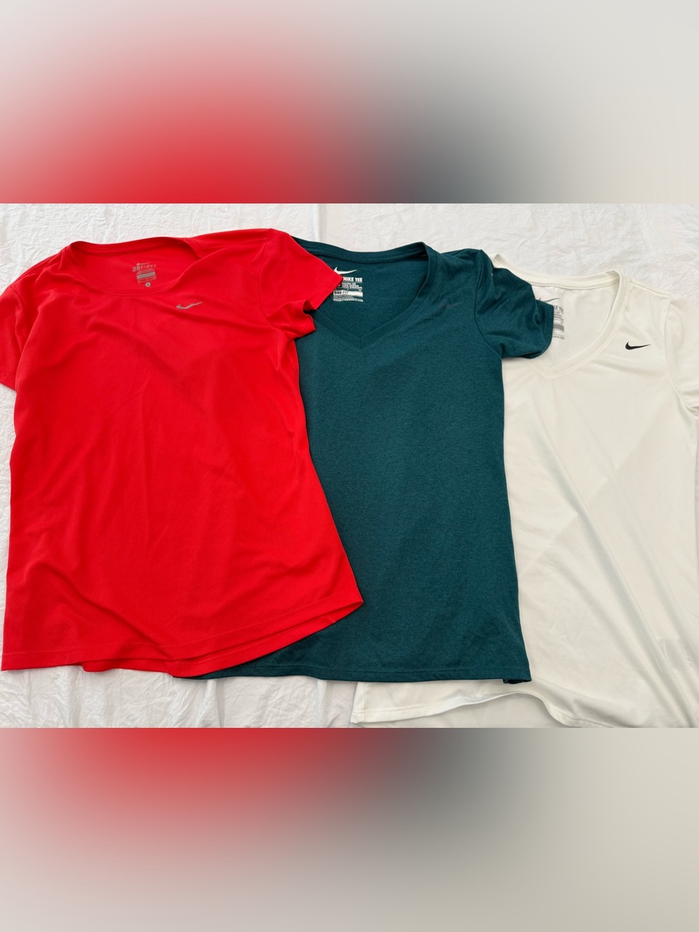 Nike Short-Sleeve Tees in Red, Teal, and White - V & Scoop Neck Mix